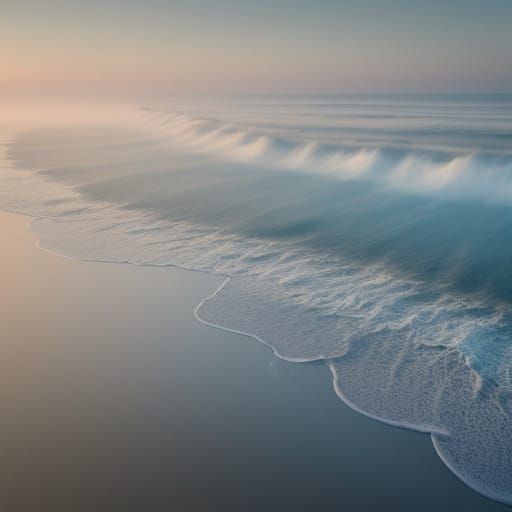 Surreal Foggy Seashore with Glowing Light