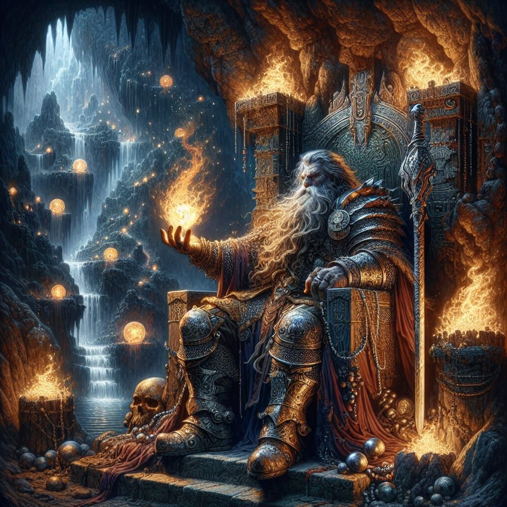 Dwarven King with Diamond in Mountain Kingdom