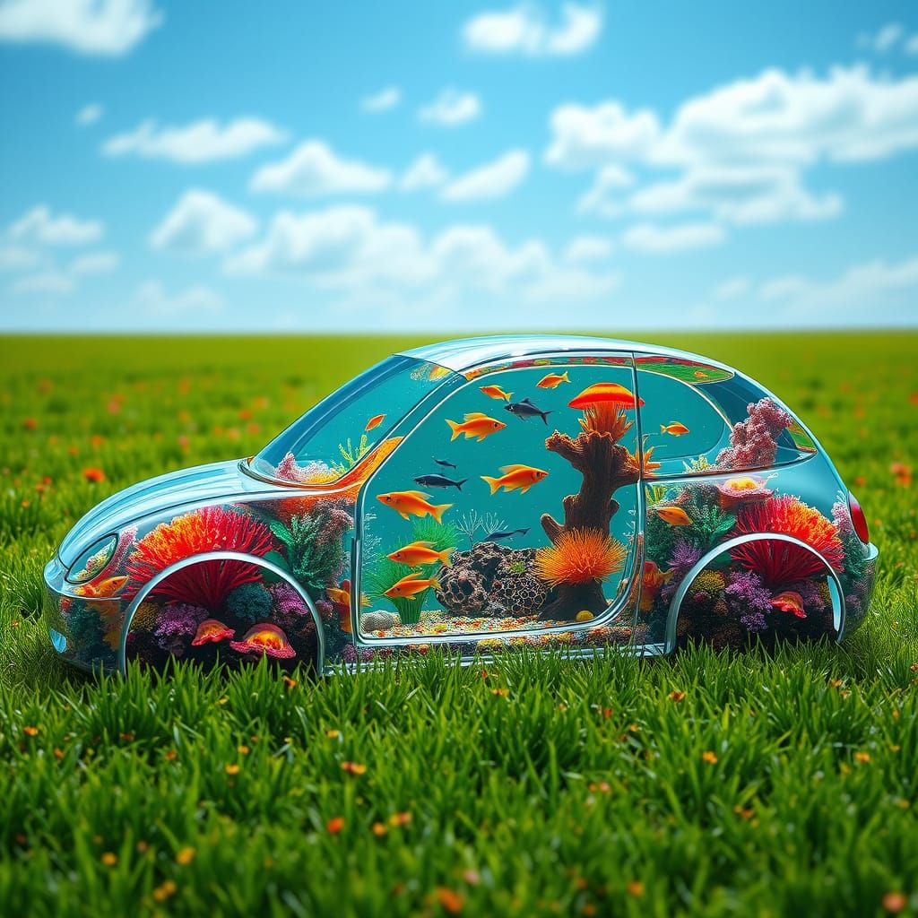 Car Aquarium Filled with Exotic Sea Life