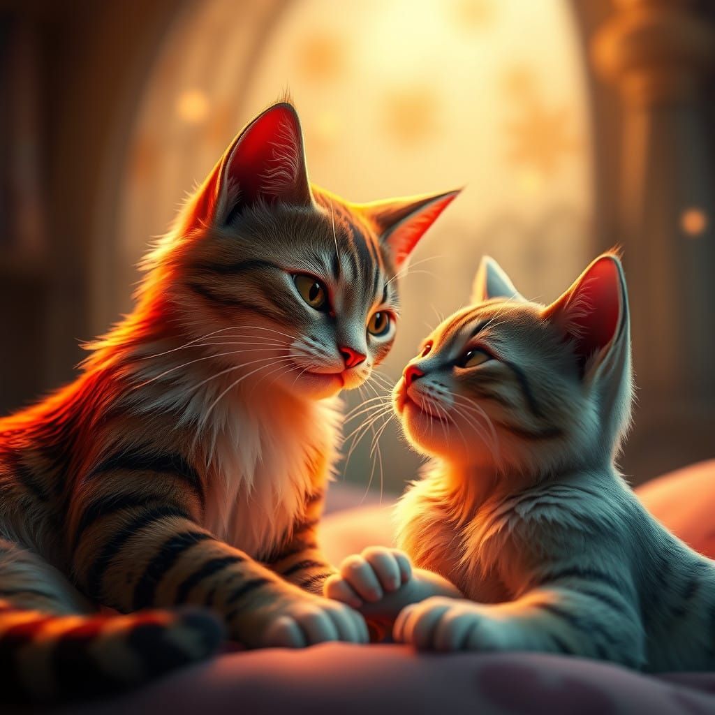 Epic Feline Romance in Unreal Engine 5 Style