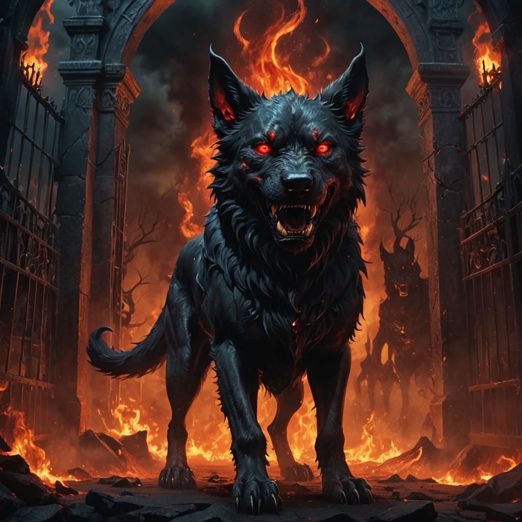 Fiery Hellhound Guardian of the Underworld Gate
