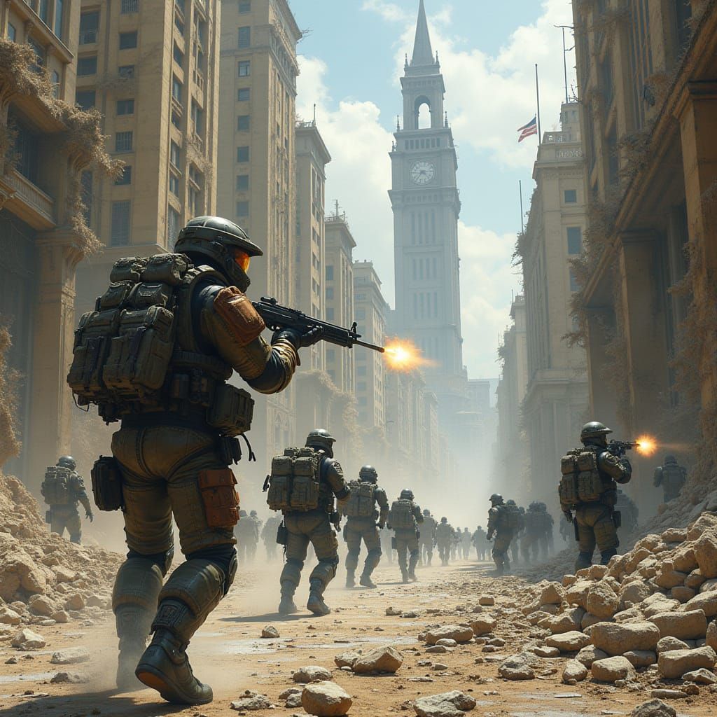 UNSC Marines Clash with Covenant in London Ruins