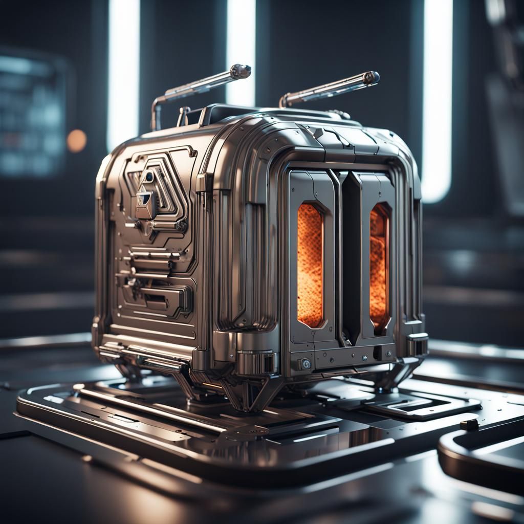 Futuristic Cyberpunk Toaster with Intricate Mech Details