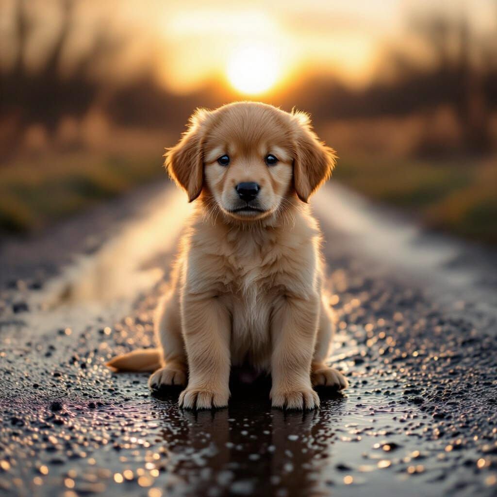 Golden Retriever Puppy in Gentle Sunlight