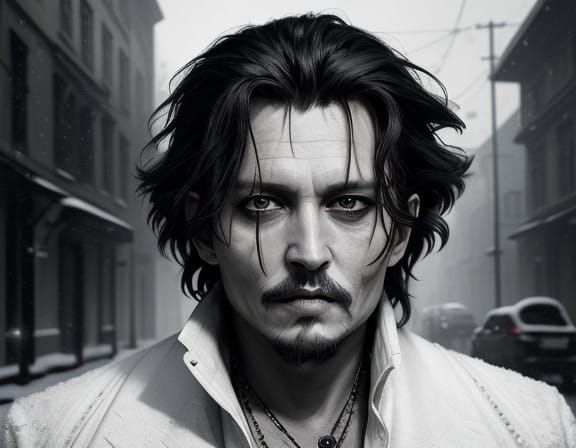 Elegant Portrait of Johnny Depp in Winter
