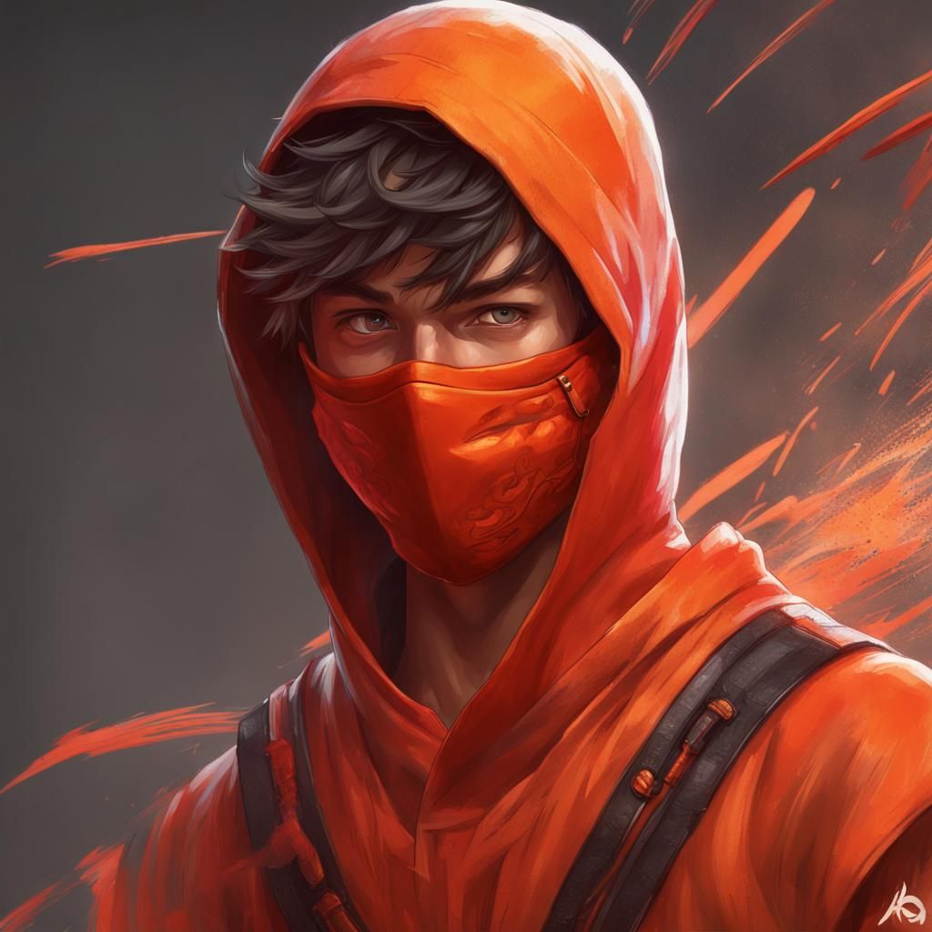 Ninja Boy Portrait with Nunchucks: Hyperdetailed Art