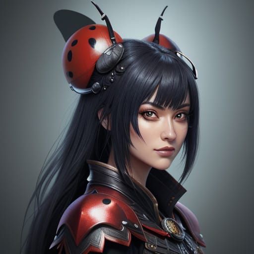 Cute Ladybug Portrait in Vibrant Fantasy World