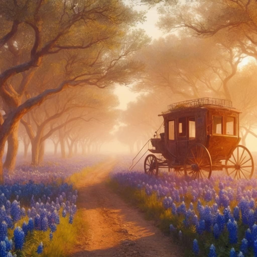 Bluebonnet Meadow in Impressionist Style