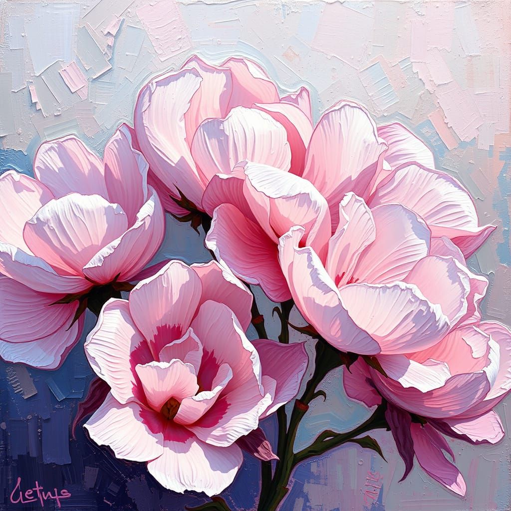 Pink Petals in Neo-Impressionist Expressionist Style