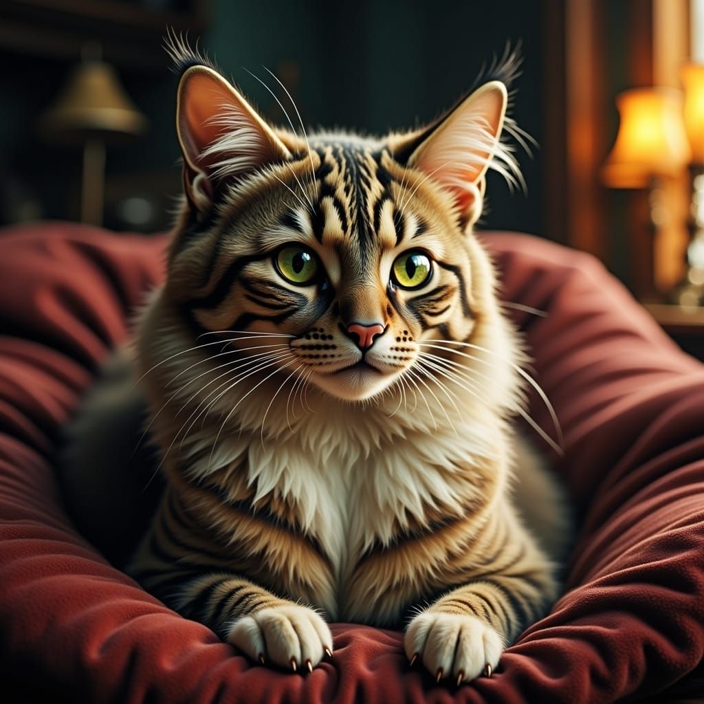 Majestic Feline Portrait in Dreamy Impressionistic Style