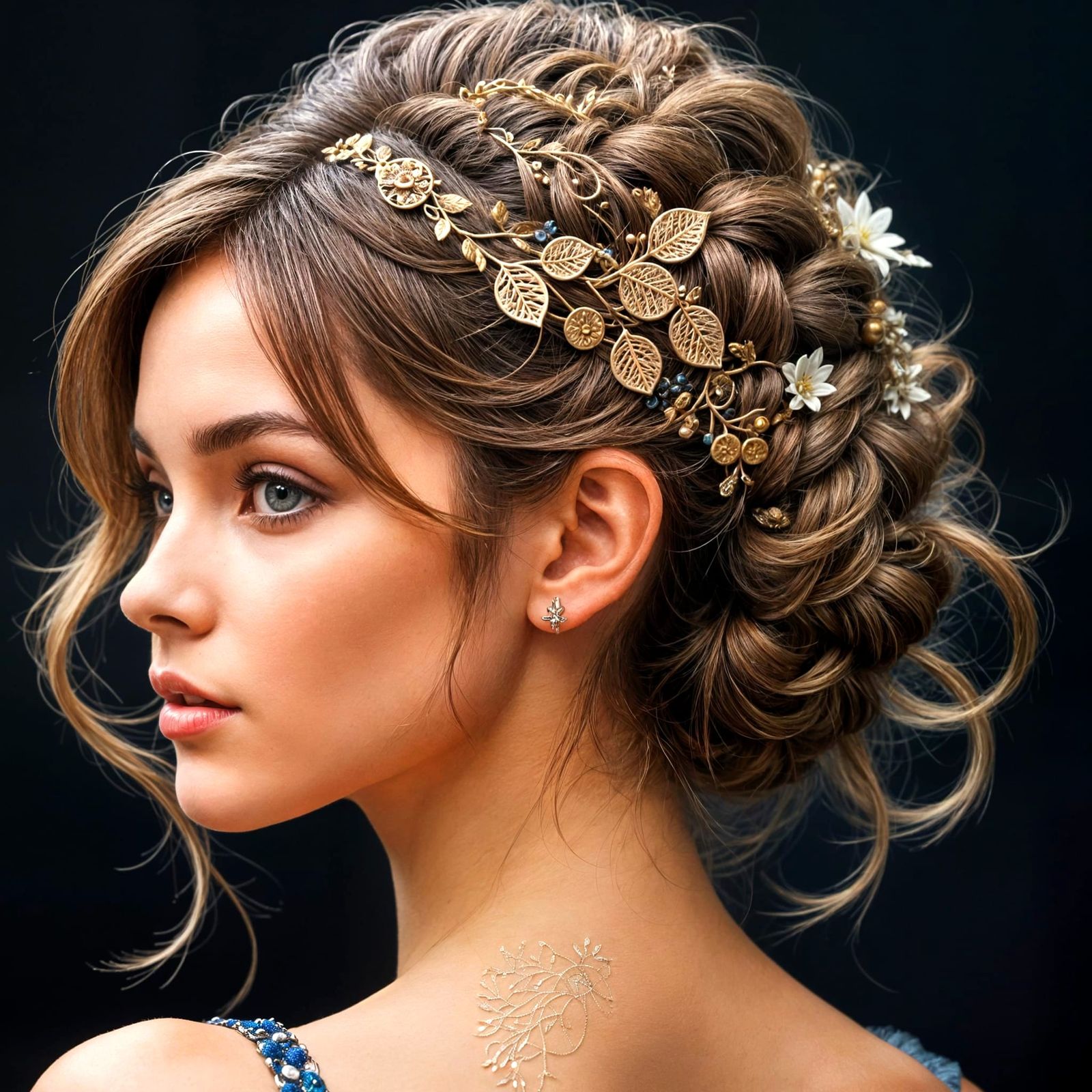 Intricate Hair Art with Natural Elements