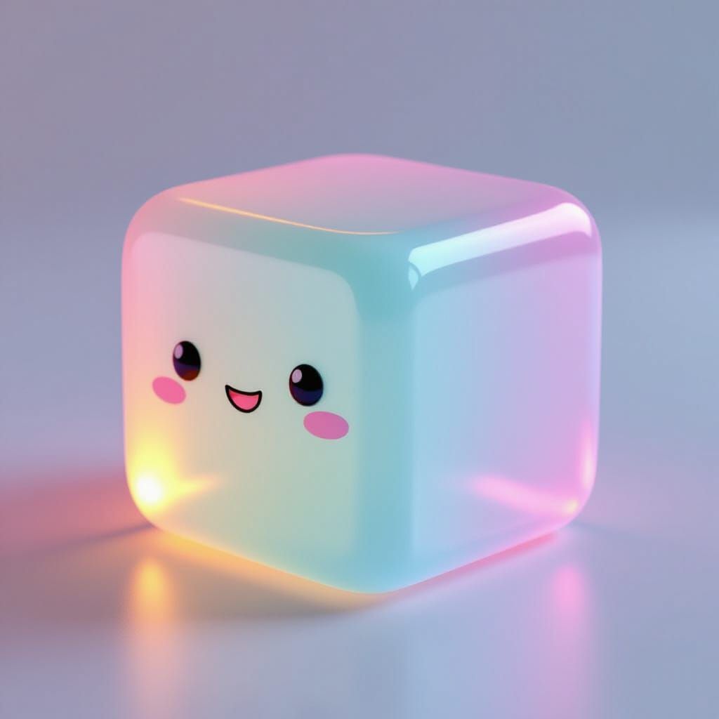 Adorable Glowing Slime Cube in Cute Anime Style