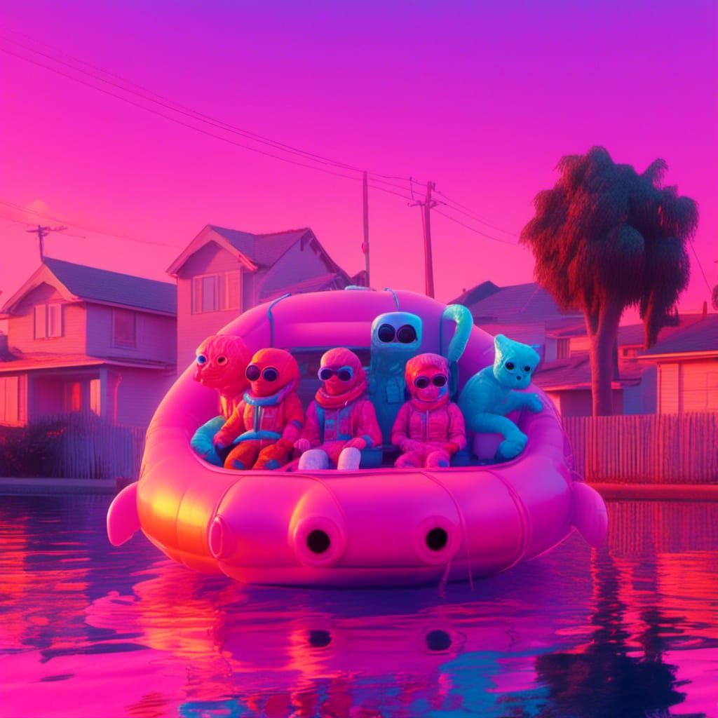 Cute Aliens in Lifeboat on Sunken Street