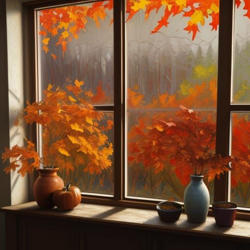 Expressionist Autumn Leaves Oil Painting