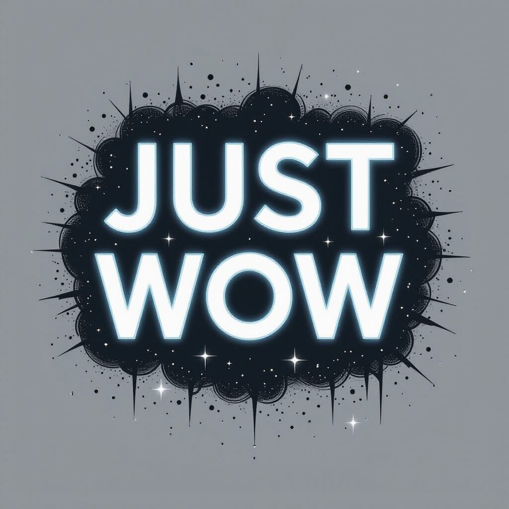 Luminous Night Aesthetic "JUST WOW" Digital Art