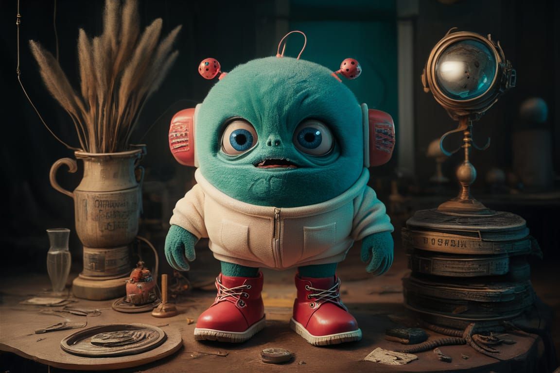 Cute Plushie AI Monster in Mechaboots