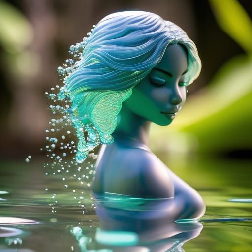 Water Elemental Girl as Hyperdetailed Splash Art