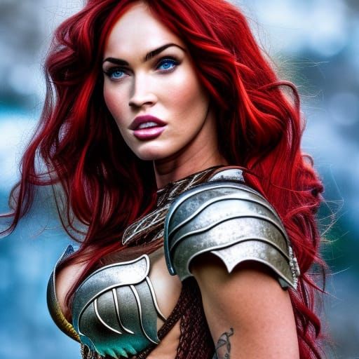 Hyperrealistic Red Sonja Digital Illustration in 8k