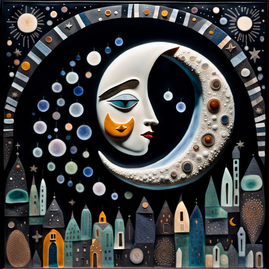 Intricate Glass Moon Artwork