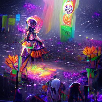 Cosmic Magical Girl in Neon Tomorrowland
