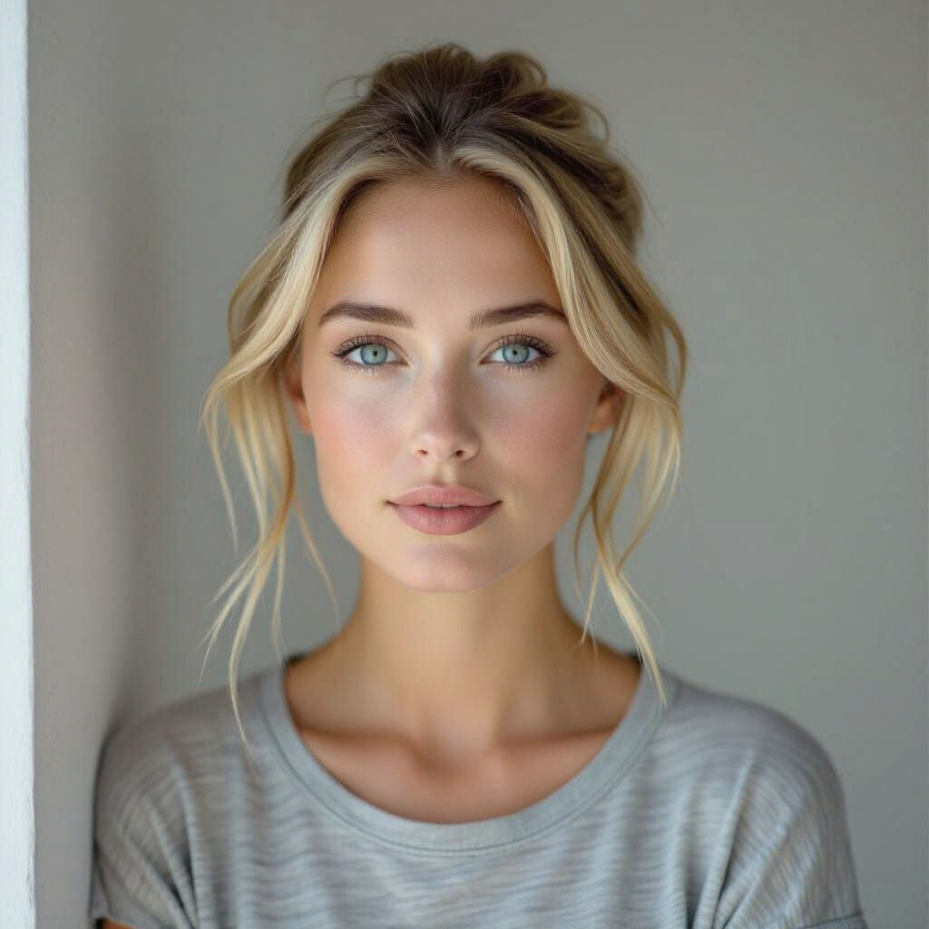 Realistic Photo of a Young Woman in Natural Light