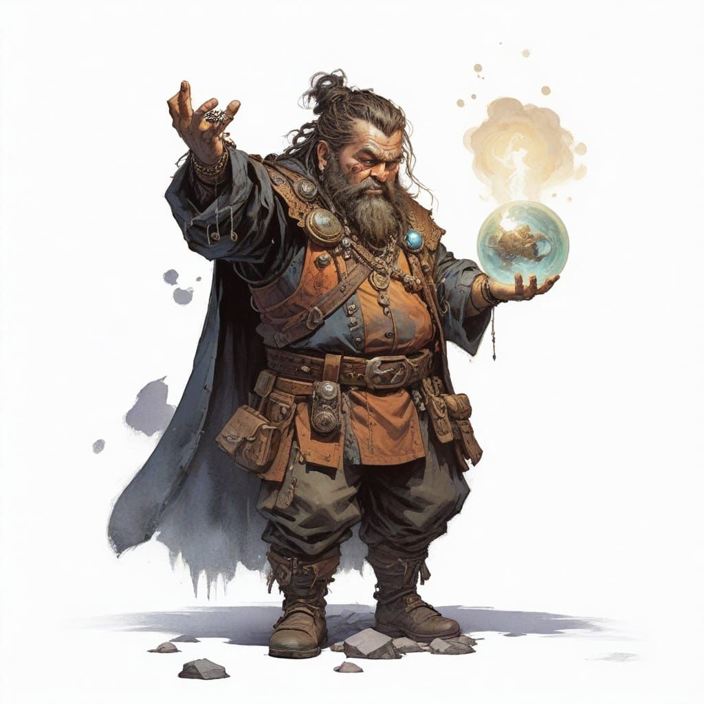 Dwarf Street-Shaman Casts Spell in Cyberpunk Alley