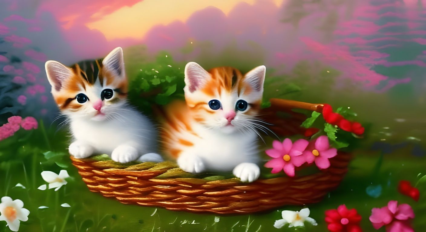 Basket of Adorable Kittens