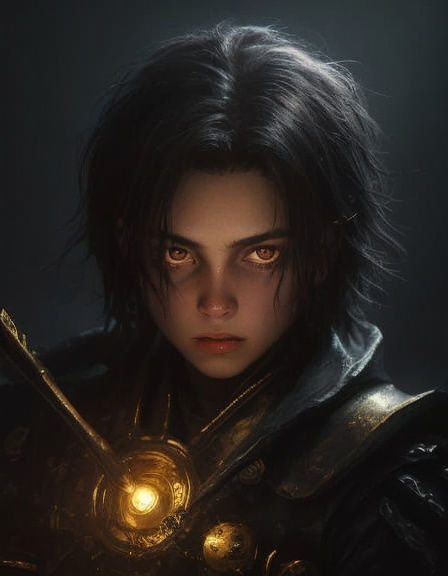 Dark Fantasy Child and Monster Grunge Oil Painting