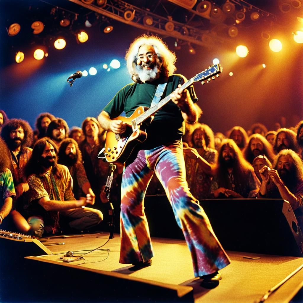 Jerry Garcia Live on Stage with Dancing Fans