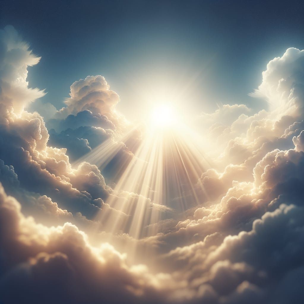 Heavenly Sunshine Beams Through Clouds in Soft Focus
