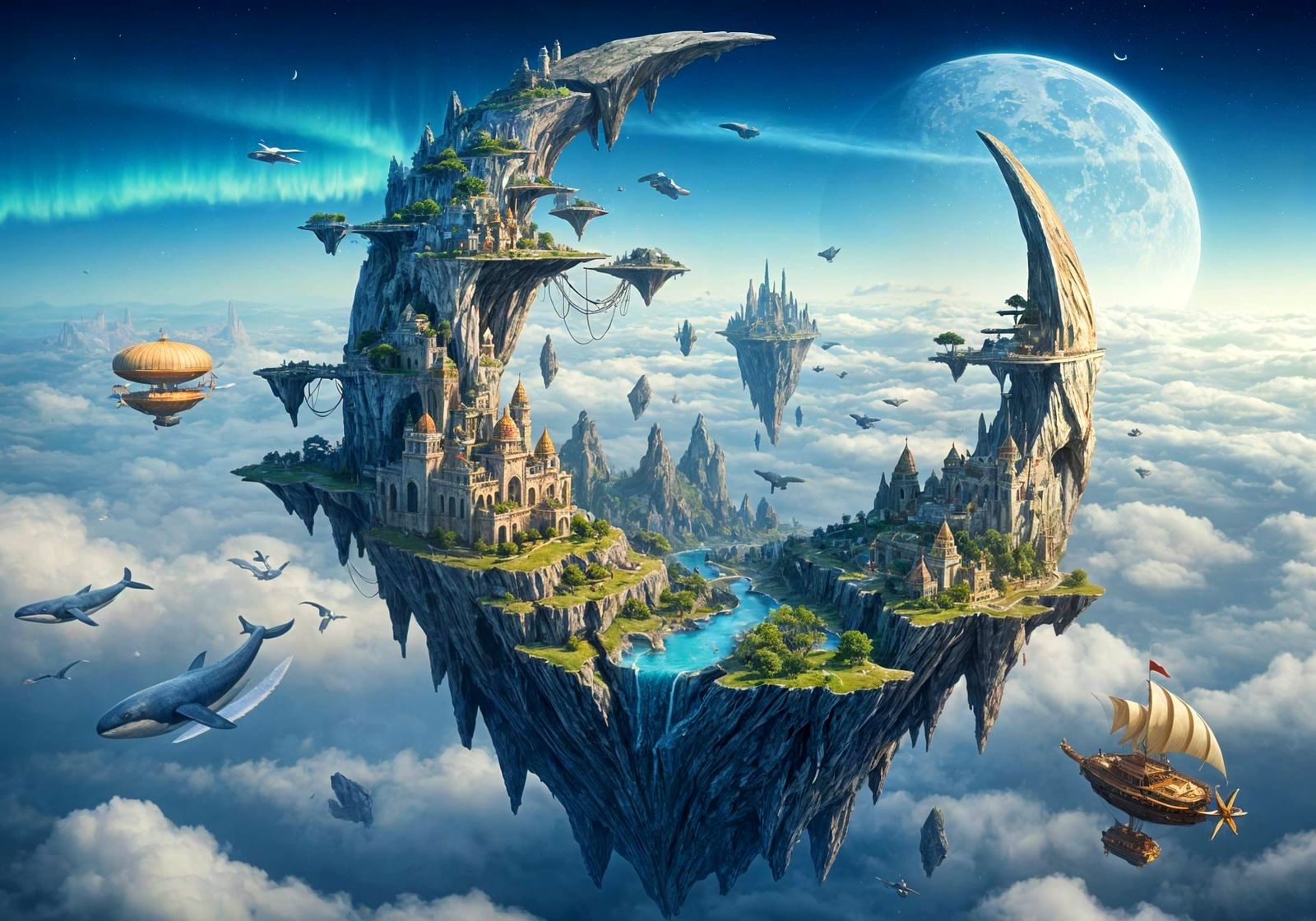 Colossal Crescent Moon Island in Enchanted Sky