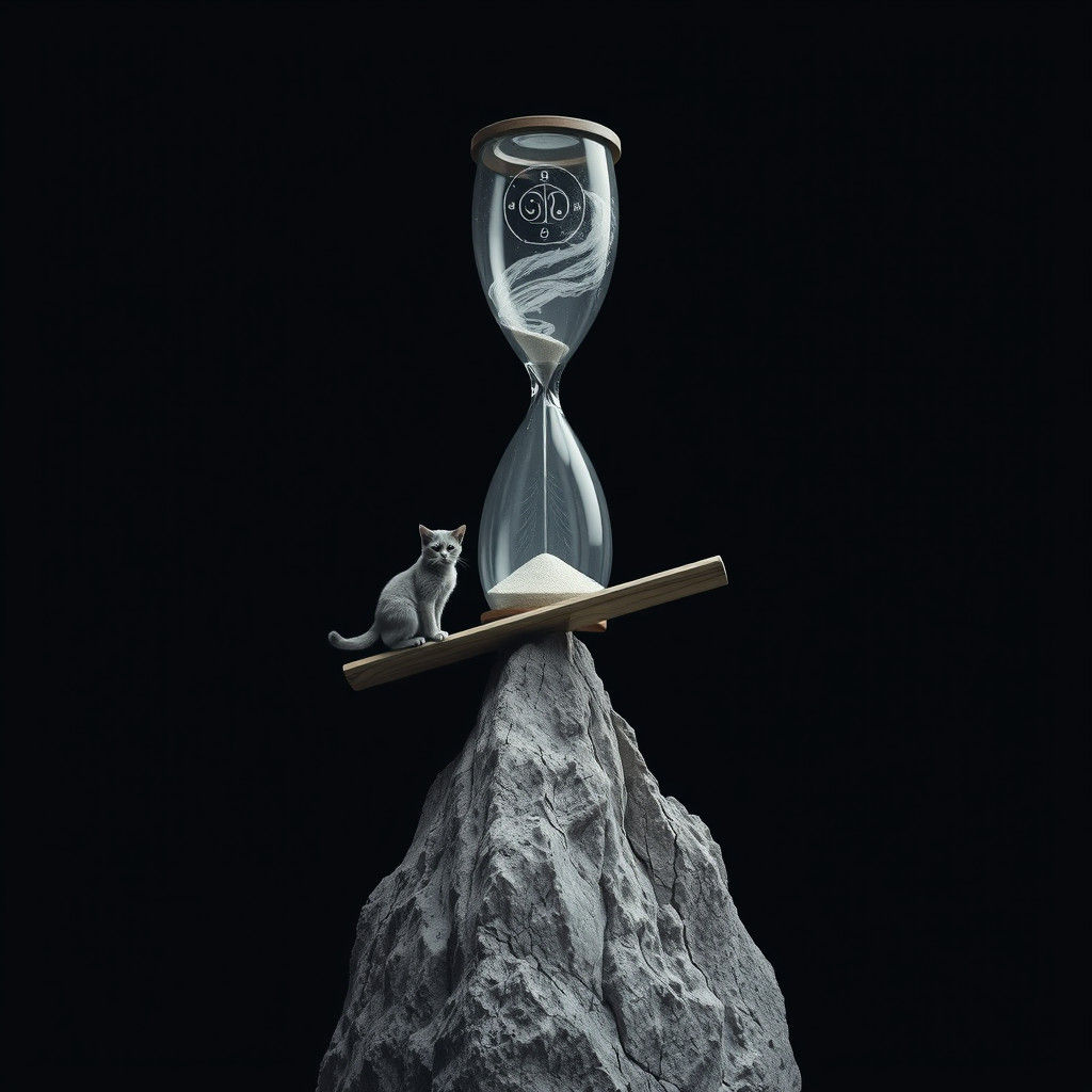 Cat Balances on Seesaw in Mystical Void