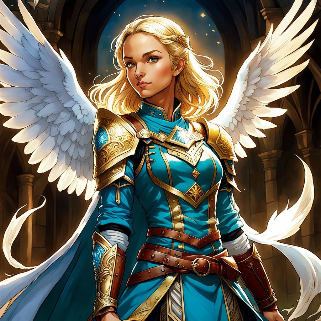 Radiant Paladin with Dove in Anime Style