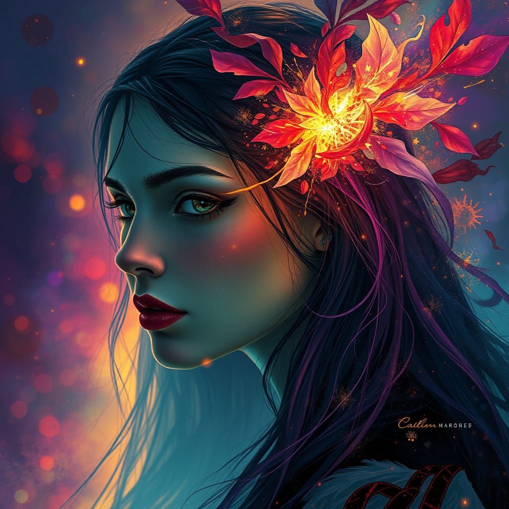 Double Exposure Portrait of Woman in Splash Art Style