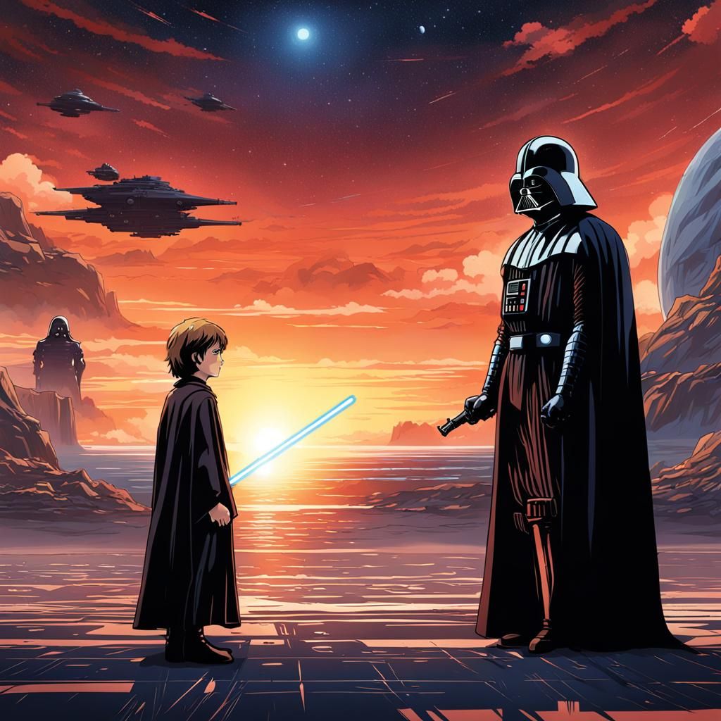 Anakin Skywalker and Darth Vader in Anime Style