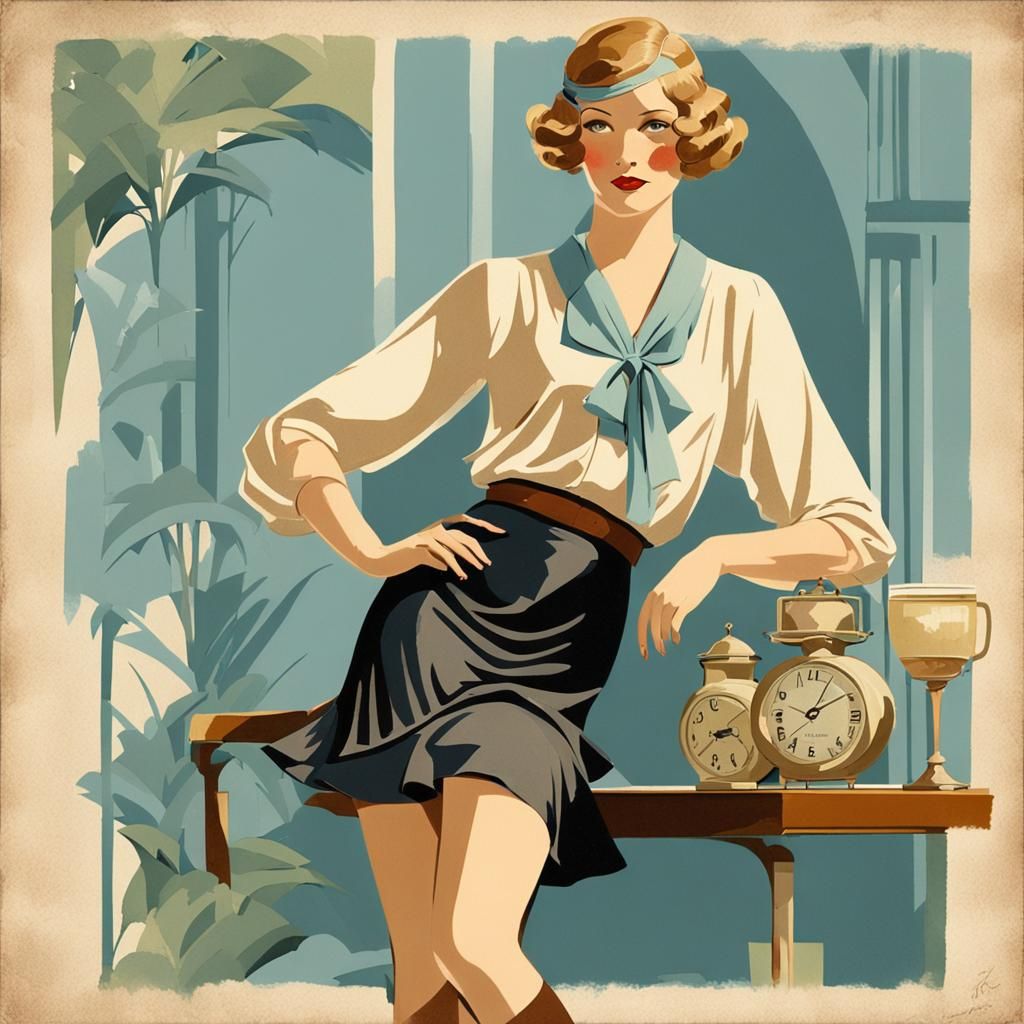 Art Deco Illustration: 1920s Flapper in Essex