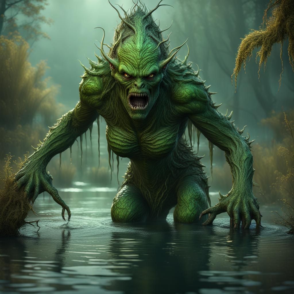 Detailed Swamp Monster in Fantasy Concept Art