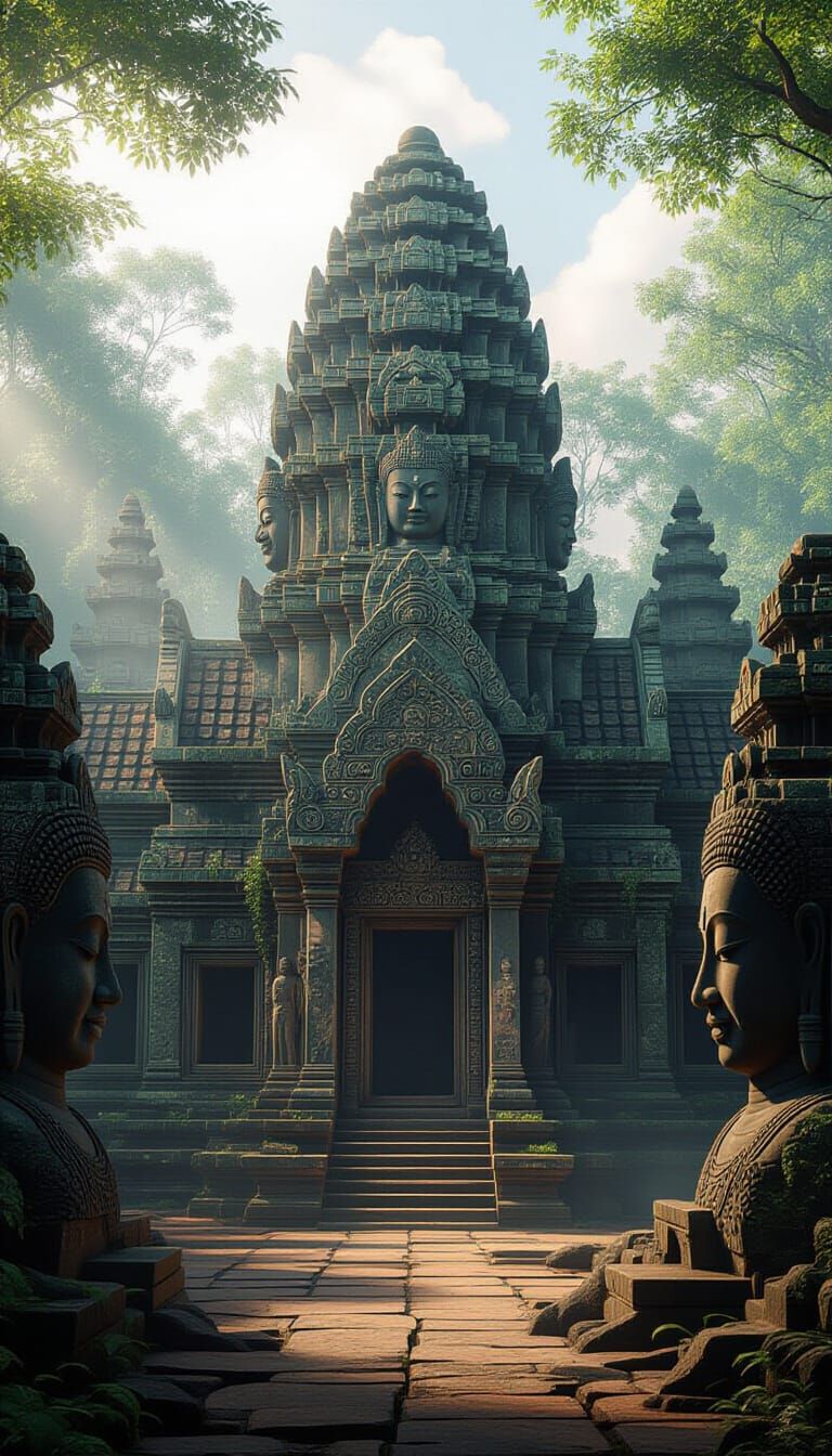 Ancient Temple Reclaimed by Misty Jungle