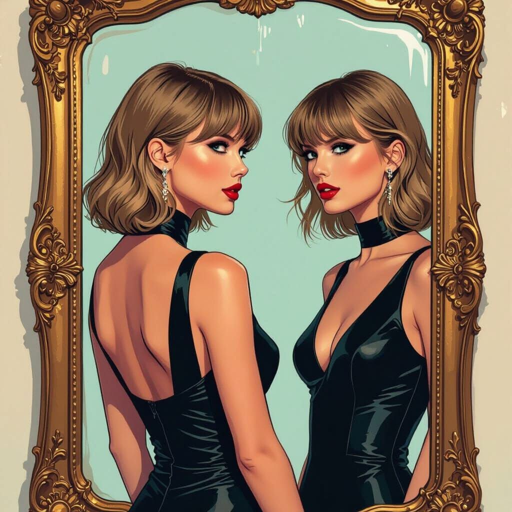 Introspective Pop Star in Modern Digital Art Style