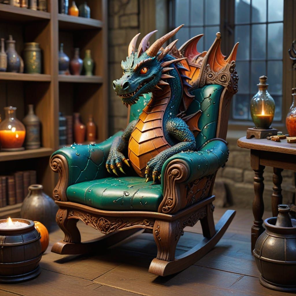 Dragon Rocking Chair in Hogwarts Potion Classroom