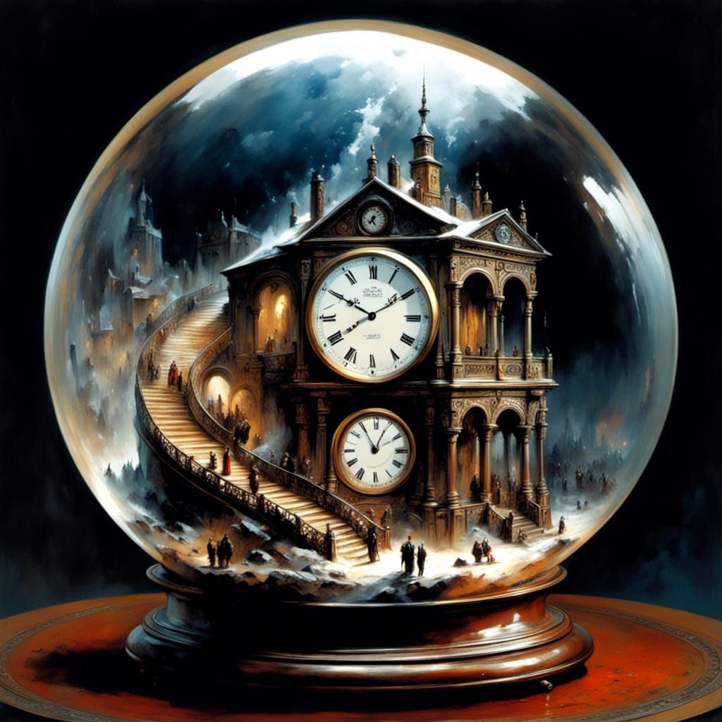 Ethereal Fantasy Scene with Antique Pocket Clock