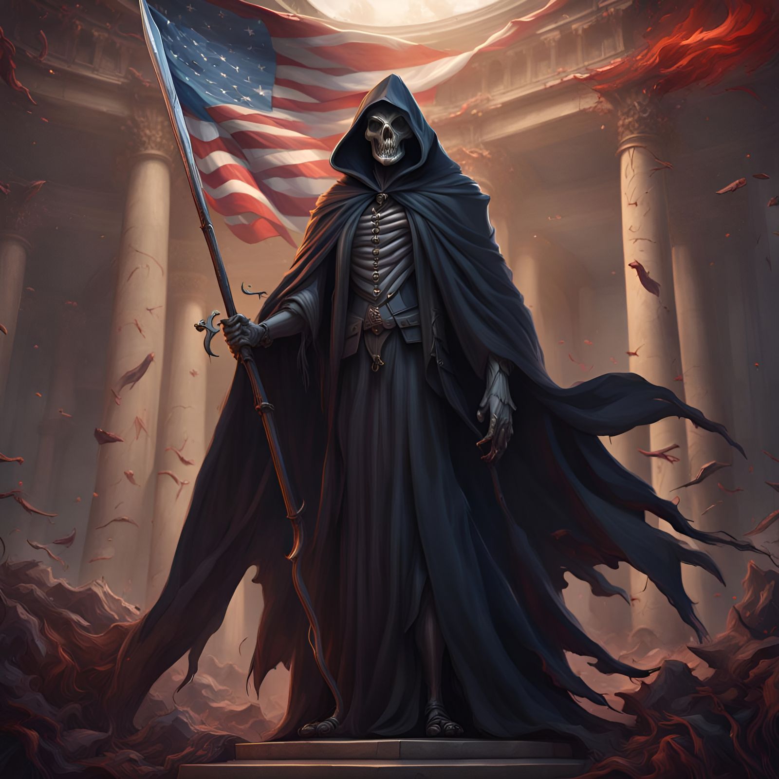 Grim Reaper Running for President: Fantasy Art