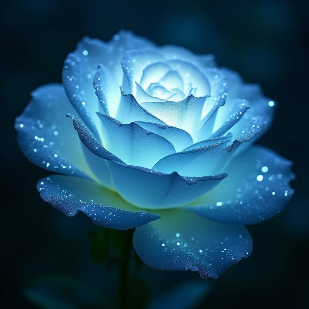 Ethereal Rose Constellation in Vibrant Cyan