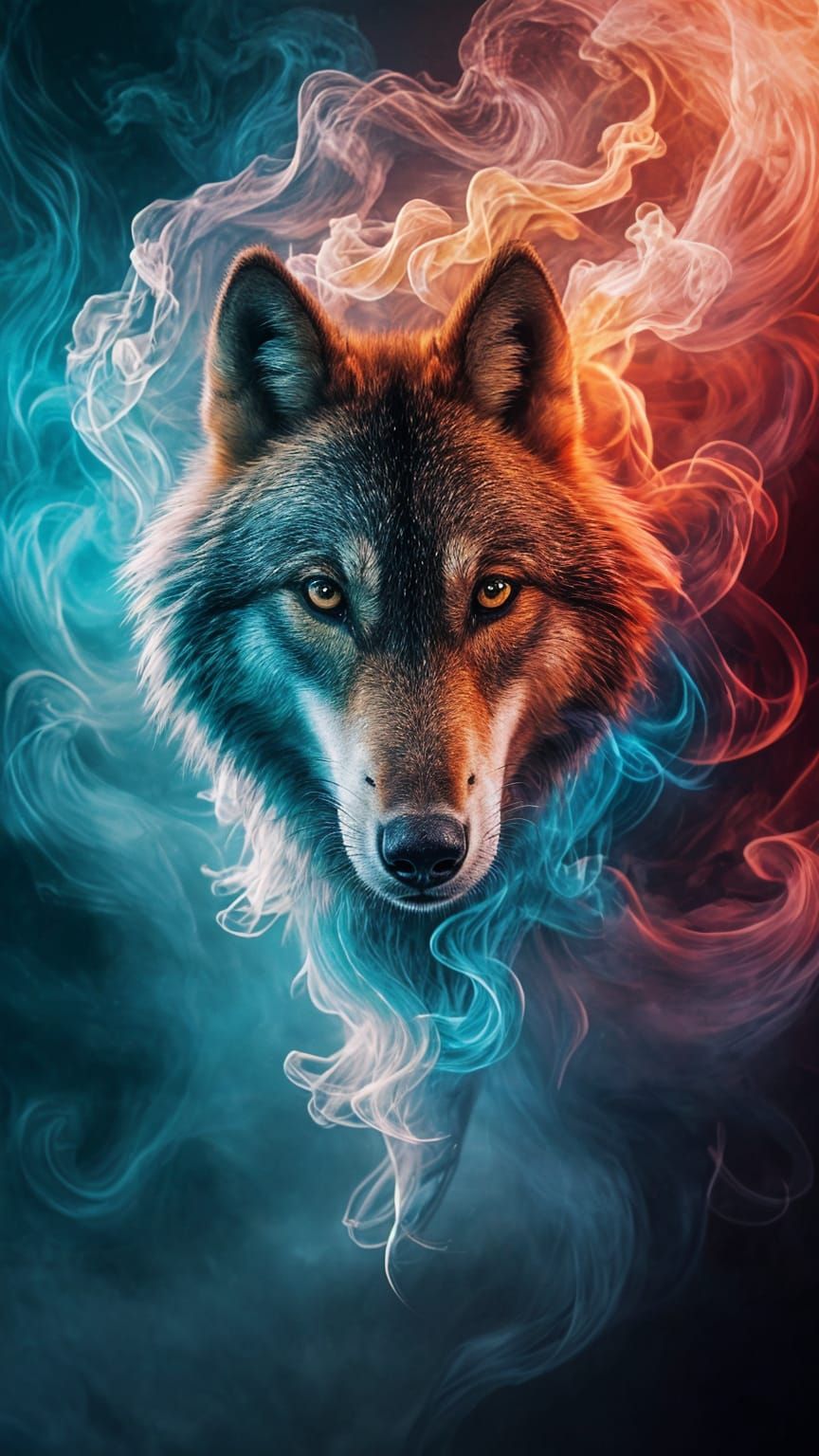 Wolf in Dreamlike Vignette