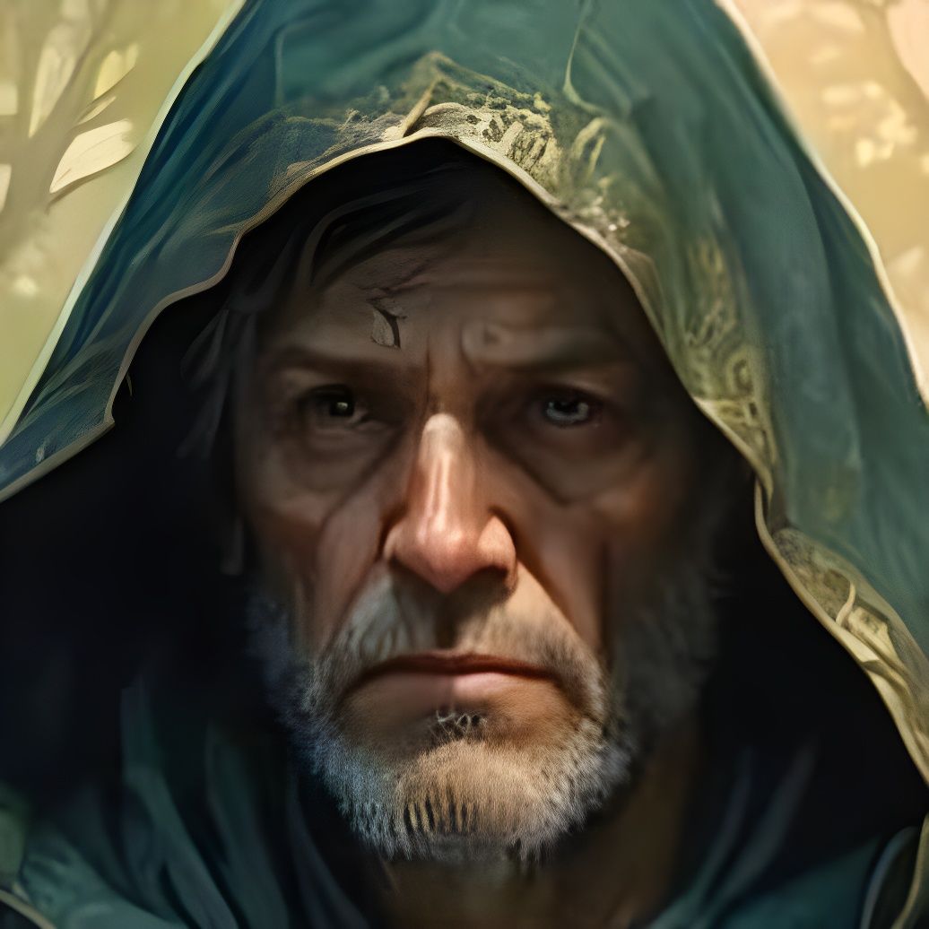 Medieval Warty Man in Hooded Cloak: Fantasy Art