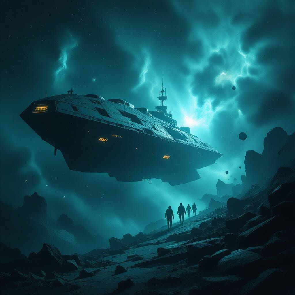 Derelict Spaceship in Cosmic Graveyard