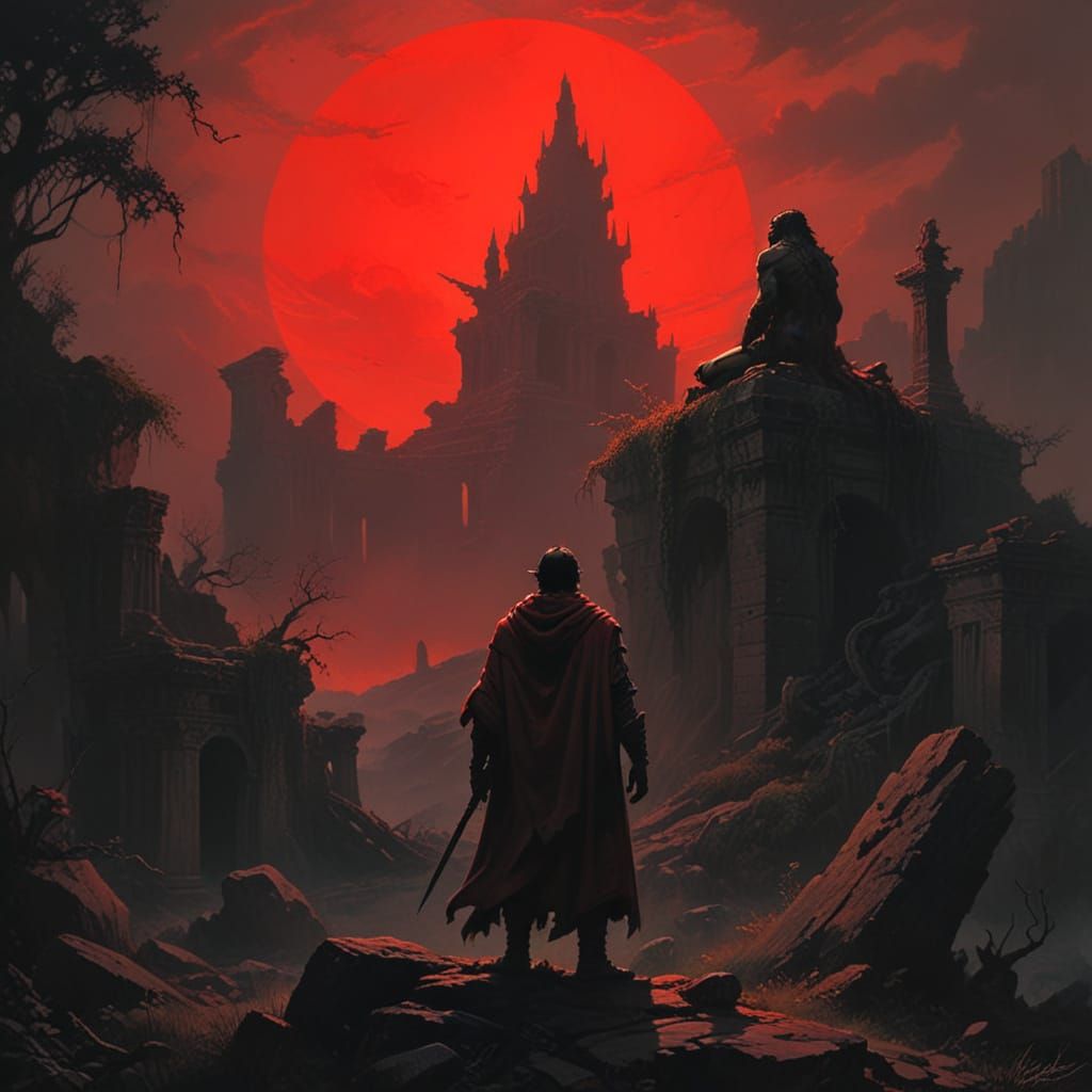 Wanderer in the Crimson Sunset