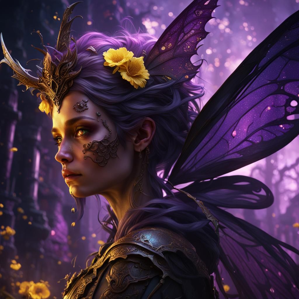 Detailed Dark Fairy in Fantasy Art Style