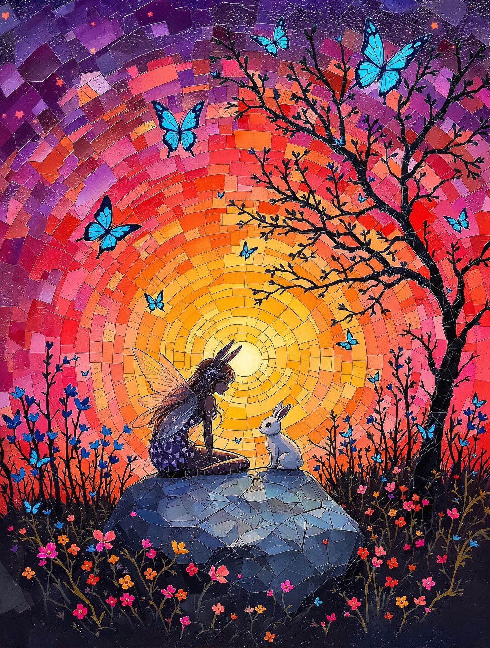 Mythical Creature and Small Animal Share Sunset Moment