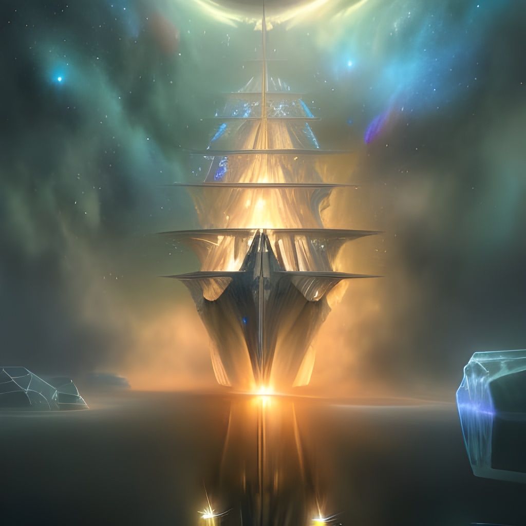 Galaxy Reflection on Crystal Ship in Unreal Engine